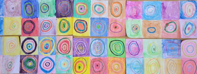 Farbexperimente mit quadratischen Kreisen nach Wassliy Kandinsky Kl.4